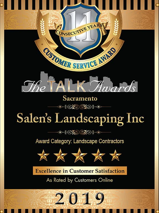 Salen’s Landscaping Inc is an honored recipient of the 2019 Talk Award with a 5 Star Customer Satisfaction Rating