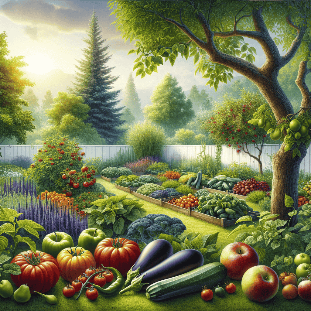 Illustration of grow heirloom fruits vegetables