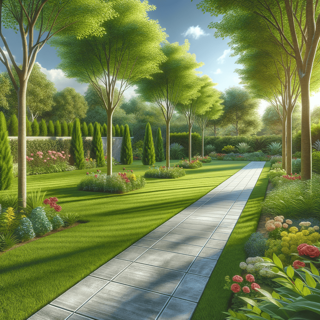 Illustration of planting trees near concrete